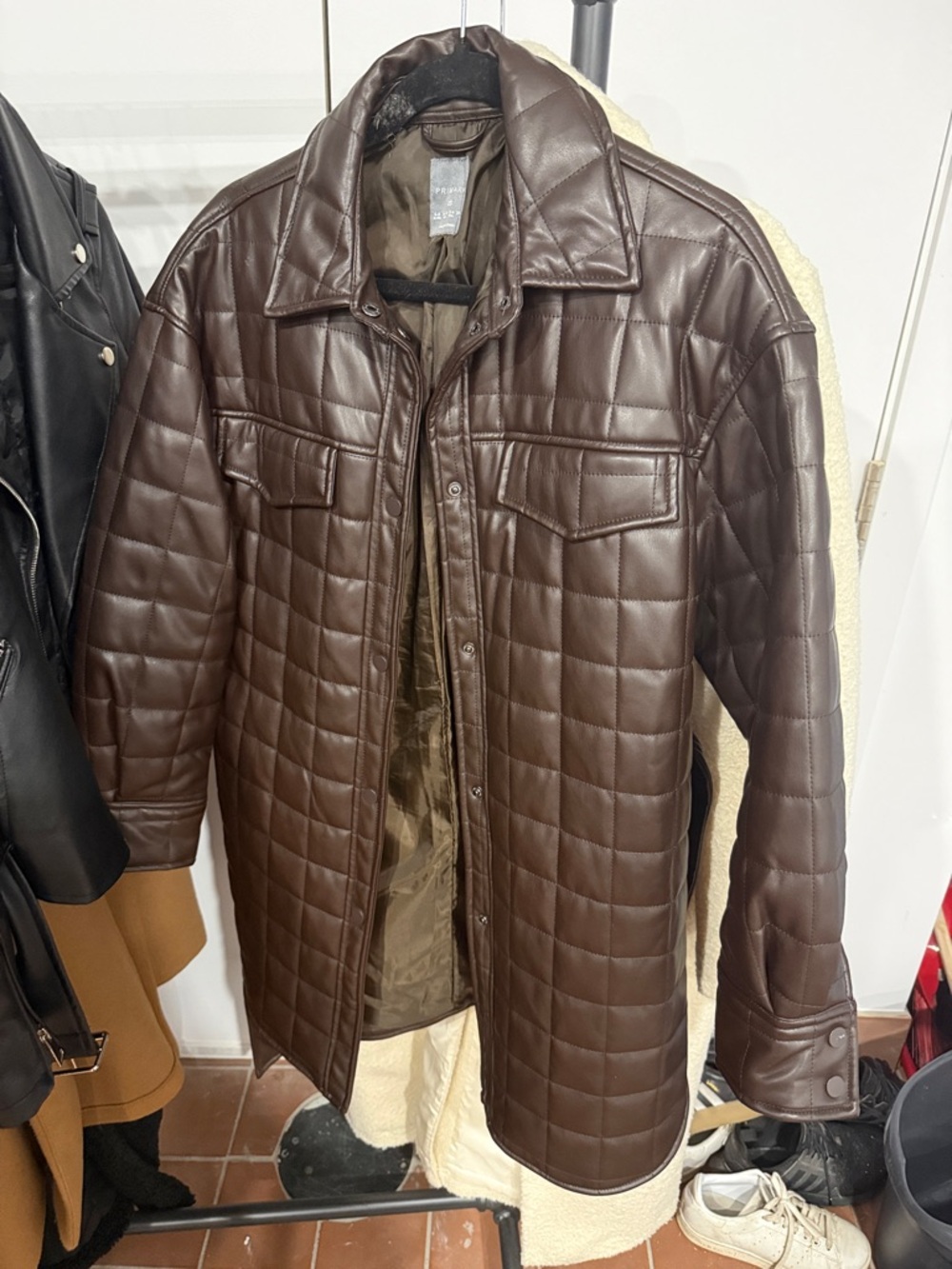 Primark Quilted Brown Faux Leather Women's Jacket